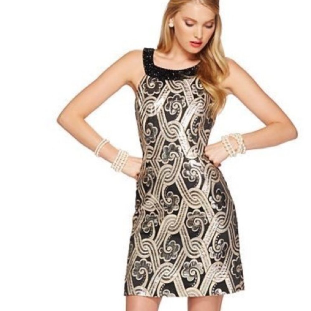 NTW: Lilly Pulitzer Sydney Dress, Metallic Vintage Brocade
